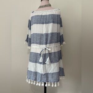 Blue Island NWT blue & white striped swim coverup in size XL